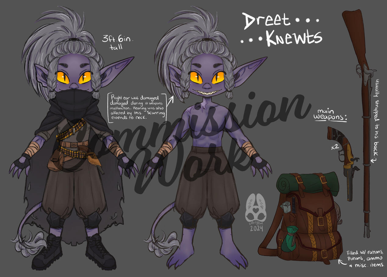 Character Sheet for @Samgularity on Twitch of one of his DnD characters.